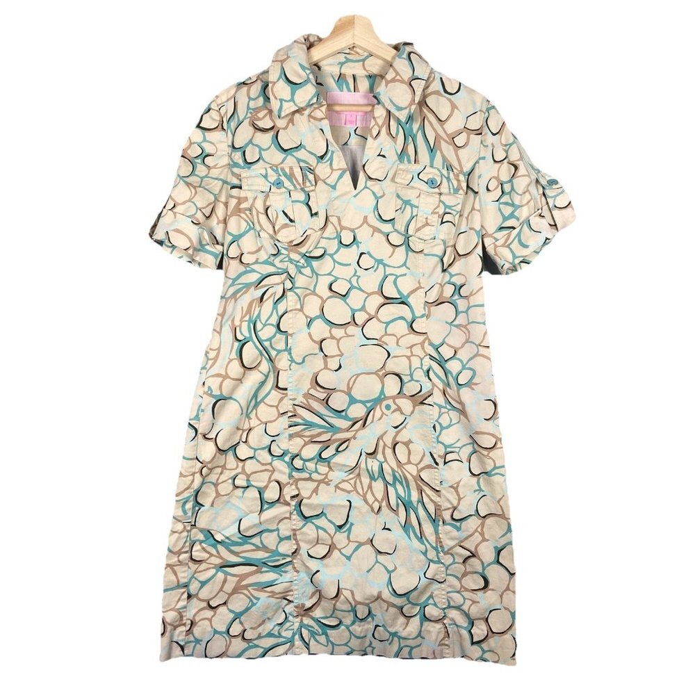 Lilly Pulitzer You Crack‎ Me Up Big Time Dress size 2 Bird feather print Preppy